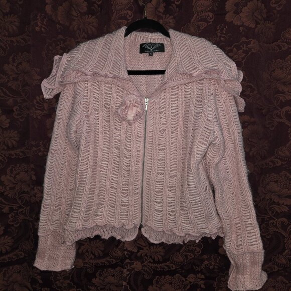 Angel II Designs by Karlon Pink Boho Zip Cardigan Women's XL - Picture 1 of 8